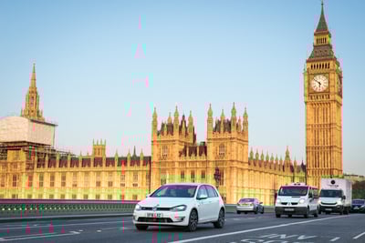 Car club vehicle passes Parliament