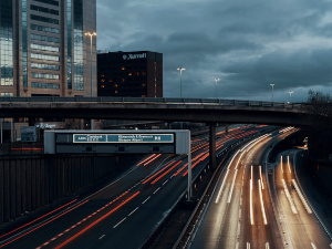 Glasgow motorway traffic at night - photo by Ross Sneddon