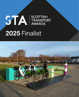 Scottish Transport Awards finalist 2025 - with image of pop-up mobility hub