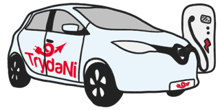 Carton like version of a TrydaNi car club vehicle charging